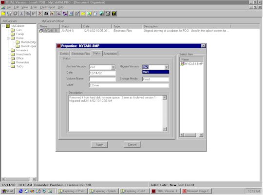 Personal Document Organizer - Properties of a document.